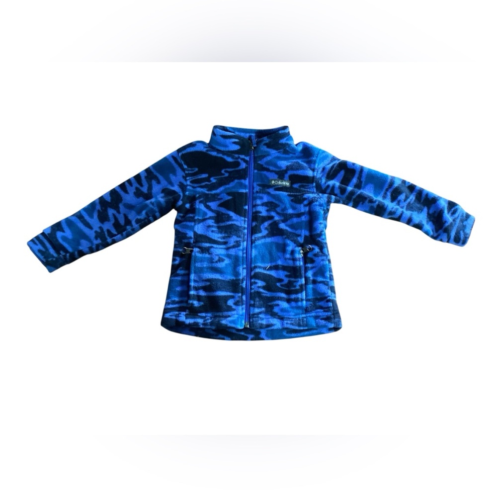 Columbia Toddlers 3T Blue Camoโ Full Zip Fleece Sweatshirt Jacket